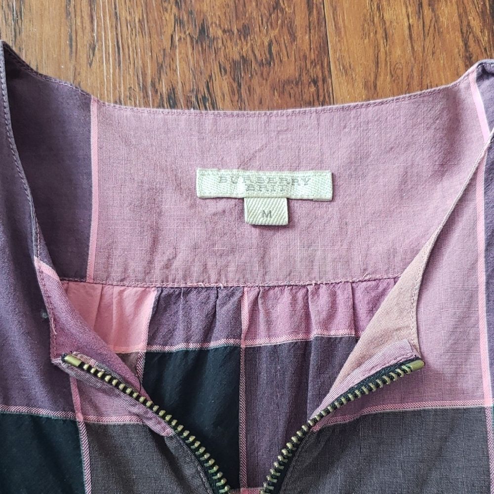 Burberry Nova Check Plaid Tunic Size M Pink Purple Chic Boho Preppy Coastal - Picture 2 of 8